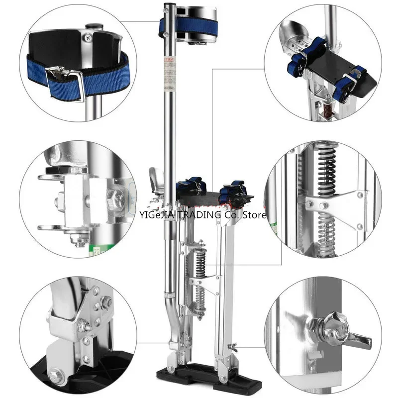 Aluminum Drywall Stilts, Taping Paint Stilts, 60cm-100cm Height Adjustable Lifts Tool for Sheetrock Painting Work