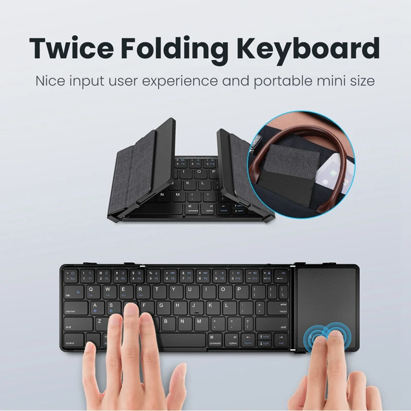 1 PCS Foldable Bluetooth Keyboard Tri-Folding Wireless Keyboard ABS With Touchpad Rechargeable Keyboard For Windows IOS Android