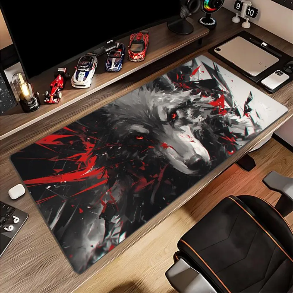 Majestic and stylish wolf-patterned night-light keyboard print mouse pad desk accessories alfombrillas para escritorio