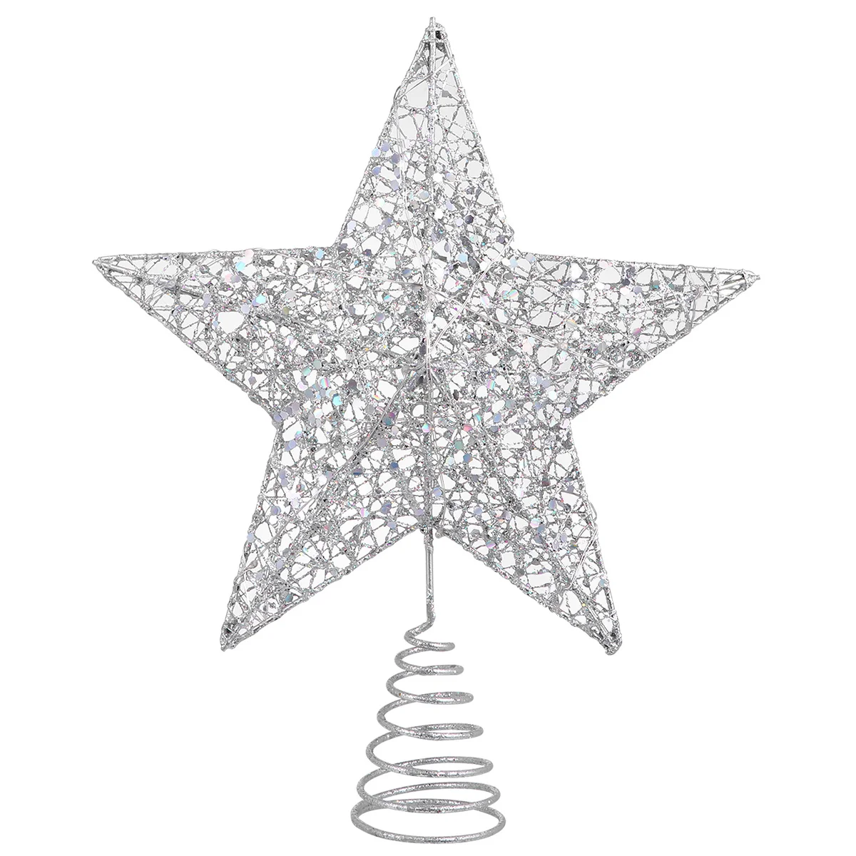 

25X30Cm Christmas Tree Topper Star Silver Led Lights 2Aa Batteries Powered Party Decoration Home Bar Gift Friendly