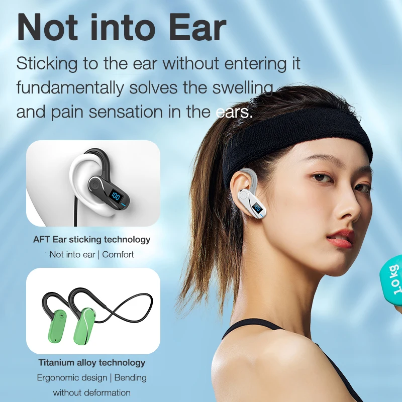 EARDECO Air Conduction Fone Bluetooth Earphones Wireless Headphones Sports TWS Wireless Bluetooth Headset Earbuds with Mic Bass