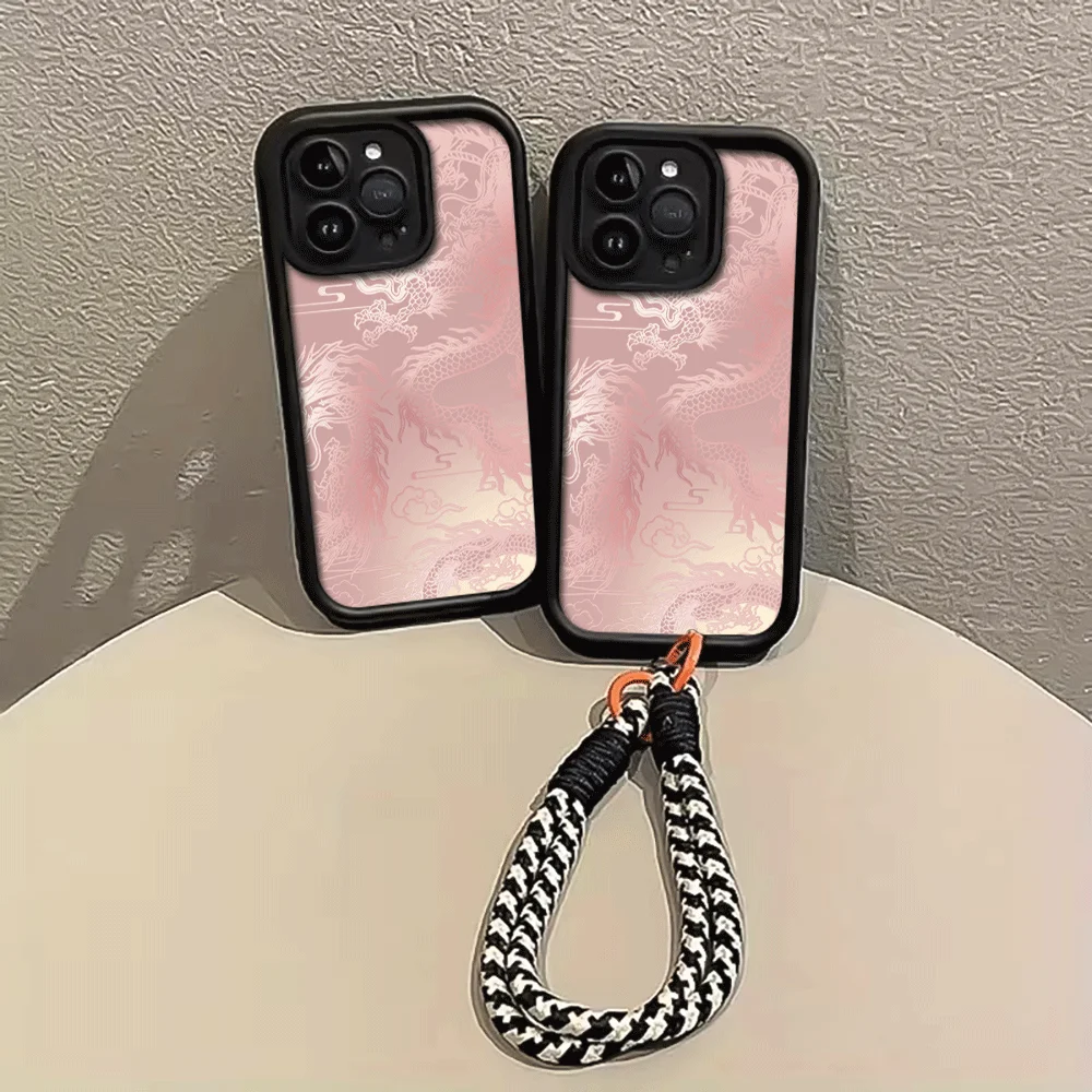 Hellweiße Drachenmuster-Handyhülle mit Trageriemen für Samsung Galaxy Note 20 Ultra S24 S25 S26 Plus S24 FE S23 S24 S25 Ultra Cover – Detail 2