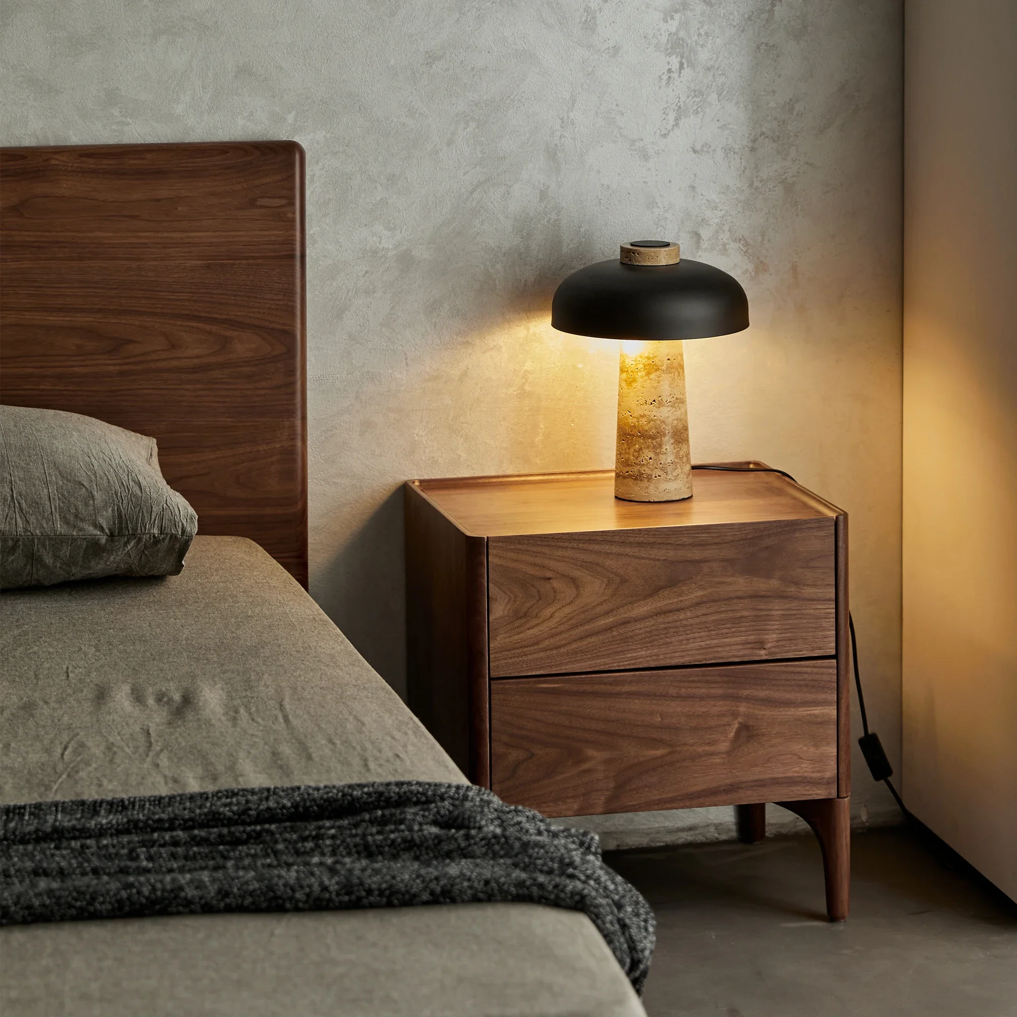 Bedside table Simple modern Nordic pure black walnut all solid wood bedside table