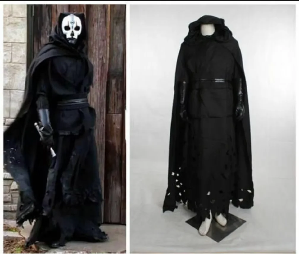 

Same Costume for Film and Television Roles Black Hollowed Out Waist Long Cloak Role-playing Costume Adult Halloween Movie Cos