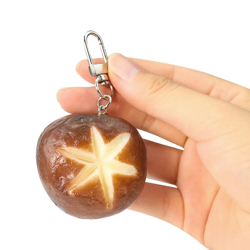 Lifelike Mushroom Keychain Simulation Vegetable Food PVC Keyring Handbag Charms Pendant Car Key Accessories Fun Jewelry Gifts