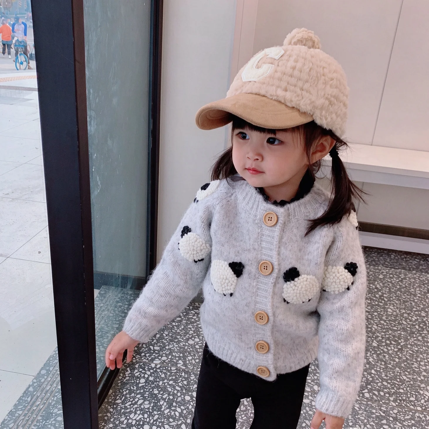 Kids Knit Cardigan Sweater, 2026 New Ins Style Hand Embroidered Little Sheep Pattern Wool Coat for Boys Girls