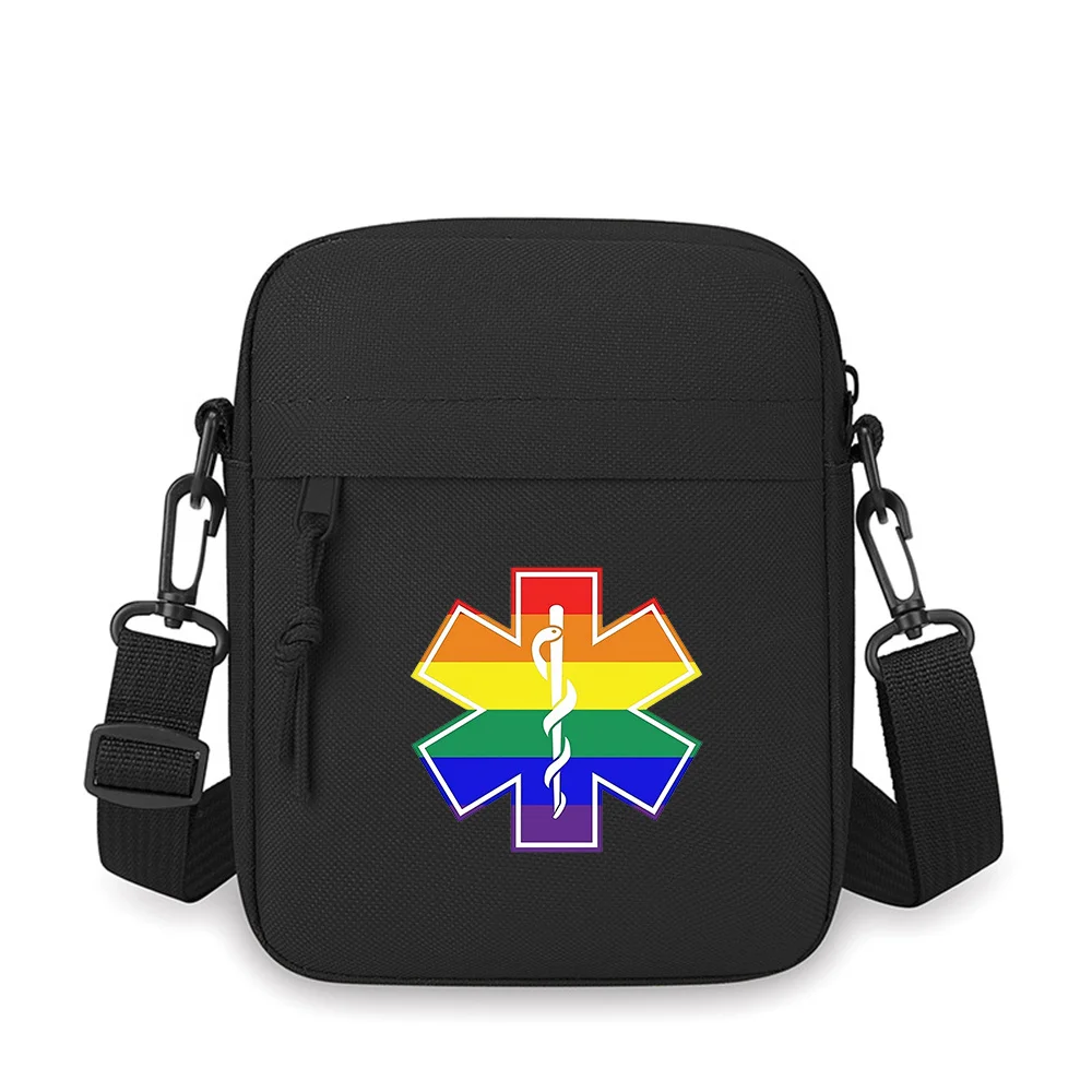 

Rainbow Star of Life emblem Men Crossbody Bag Single Shoulder Women Cartoon Anime Film Printing Design Unisex
