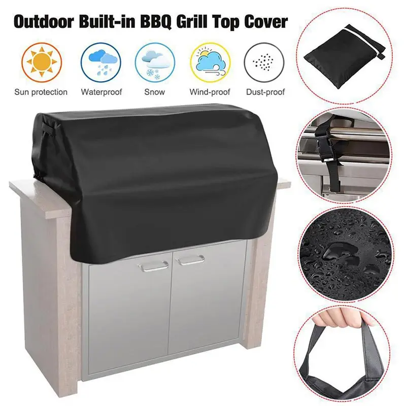 210D Oxford Cloth BBQ Grill Top Cover Water Resistant Built In Grill Cover Dust Cover  Barbecue Grill Cover Camping Accessories