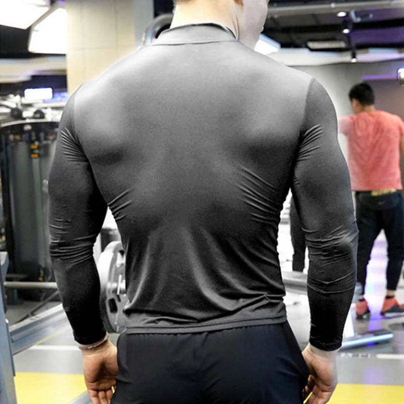 High Quality Men Running T Shirt Quick Dry long sleeves Fitness Shirt Training Exercise Clothes Gym Sport Shirt Tops S-5XL