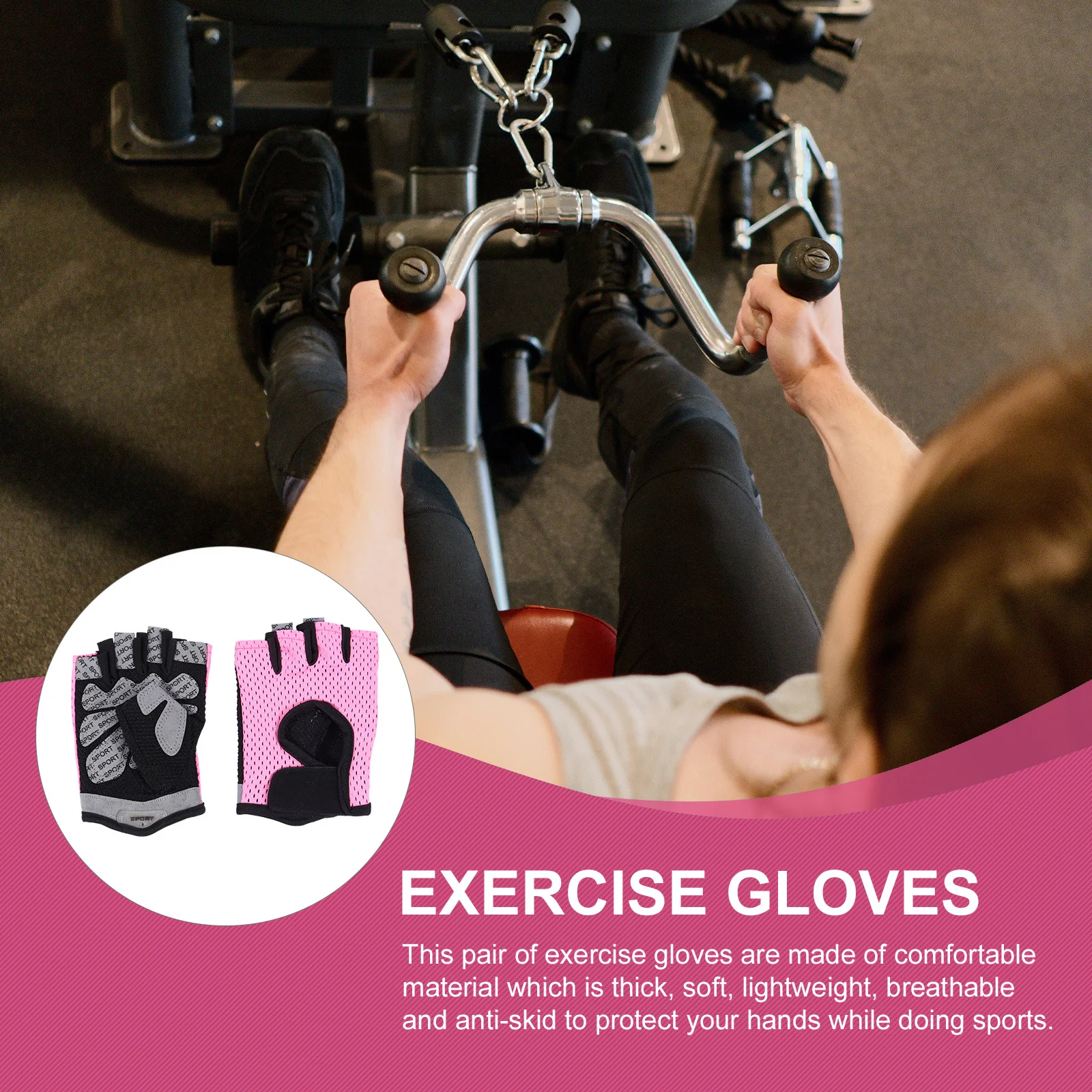 

1Pair Comfortable Anti-Skid Gloves Breathable Soft for Sports Cycling Gym Lifting Exercise Palm Thickened Sports Gloves