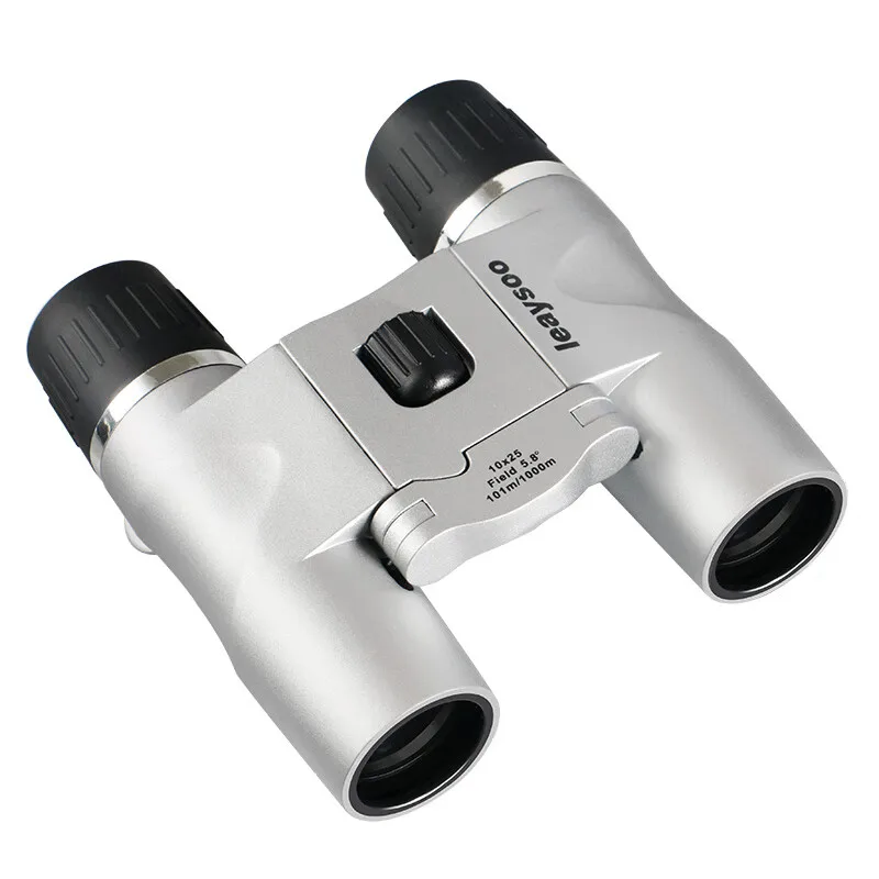 leaysoo 10X25 portable Silver binoculars HD outdoor mountaineering tour concert match mini telescope