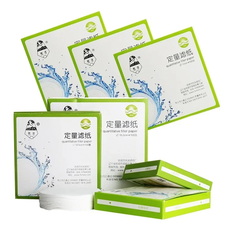

100 шт./упак./лот, быстрая/средняя/низкоскоростная количественная фильтровальная бумага для лабораторной воронки, диаметр 7/9/11/12,5/15/18 см
