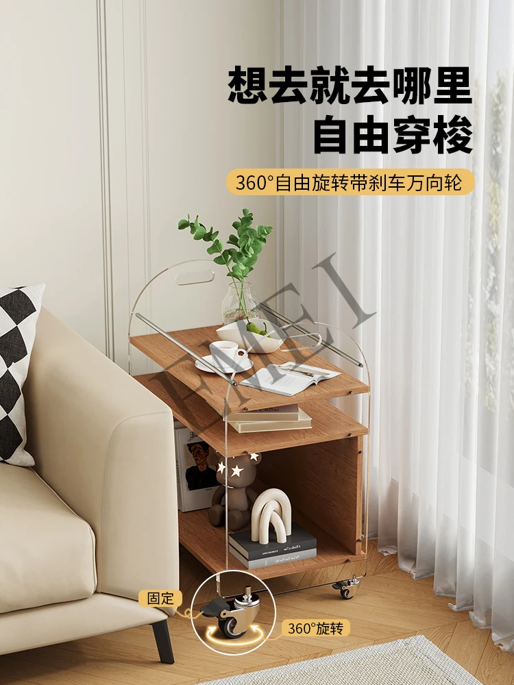 Acrylic Sofa Side Table Modern Minimalist Portable Tea Table Storage Trolley Creative