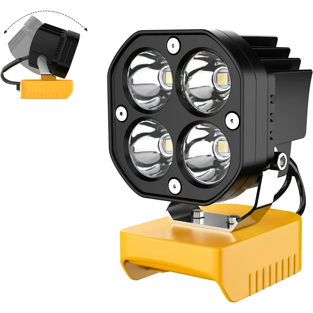 

LED Work Light for Dewalt for Milwaukee Battery, 40W 6000LM Flashlight, Cordless Work Light 120°Adjustabl Job Site Lighting