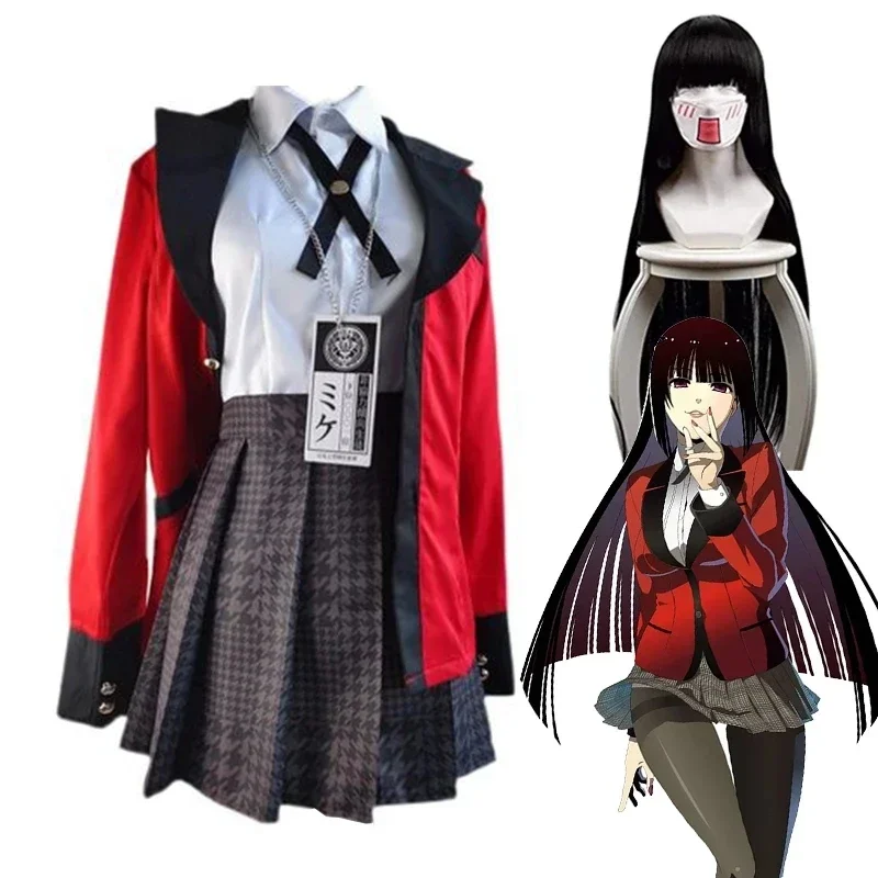 Kakegurui Jabami Yumeko Cosplay Costume Halloween Sayaka Compulsive Gambler Anime Girl Pleated Skirt Uniform Full Set