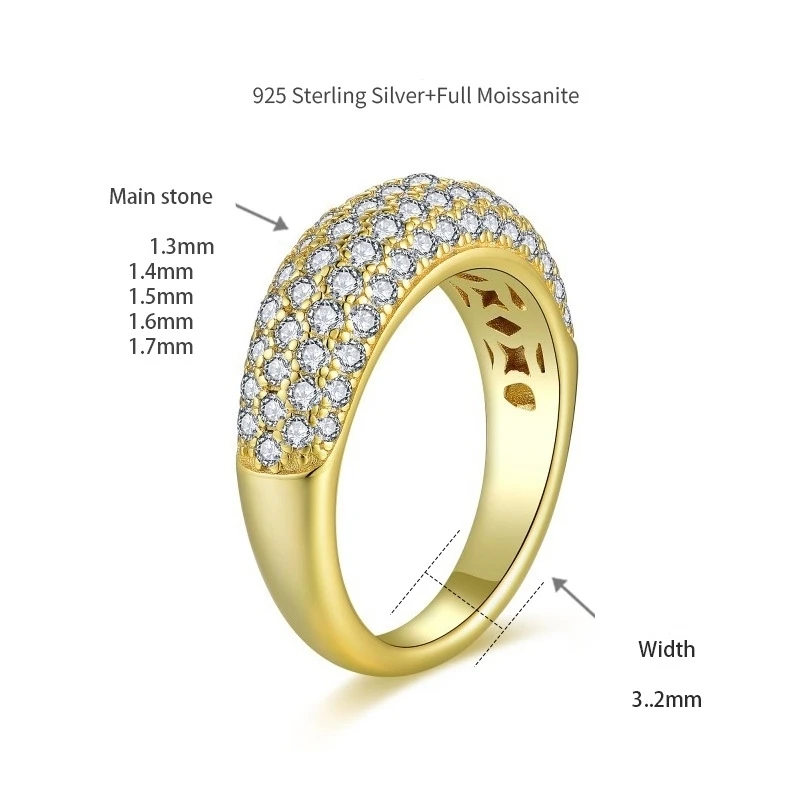 Butterflykiss 18k مطلي المرأة مويسانيتي كامل خاتم أصفر 925 فضة غرامة مجوهرات الزفاف خواتم الماس للنساء #6