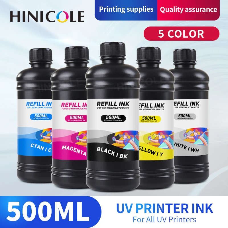 HINICOLE 500ml UV Ink for Epson R1390 R2000 R1900 T50 L805 L800 L1800 For DX4 DX5 DX6 DX7 TX800 XP600 Printhead Hard ink uv ink