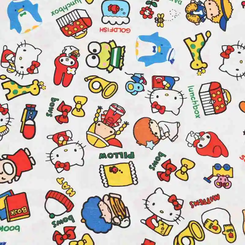 20 Count Plain Cotton Sanrio Hello Kitty Print Fabric for Sewing Patchwork Handmade DIY Bag Clothing Dress fabrics