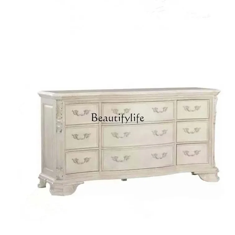 

FG10American nine-bucket cabinet porch storage cabinet carved retro drawer locker