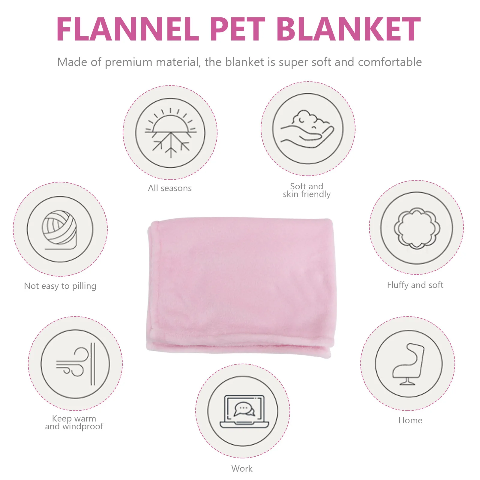 Decke, weich, leicht, warm, einfarbig, Fleece-Bettwäsche für kleine Flanell-Haustierdecke, Flanell-Haustierbettwäsche, Haustiere, Rosa