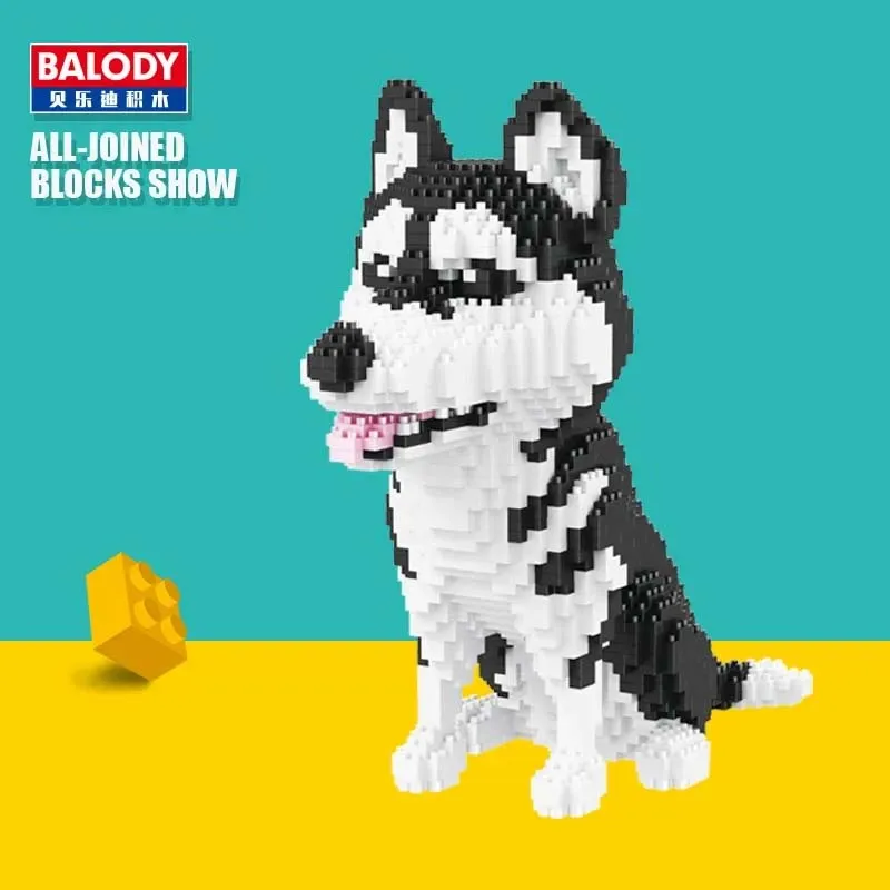 Balody 16042 Mini Cute Pet Animal Siberian Husky Dog Buddy Diamond Building Blocks Bricks Model Educational Toys Cartoon Gifts