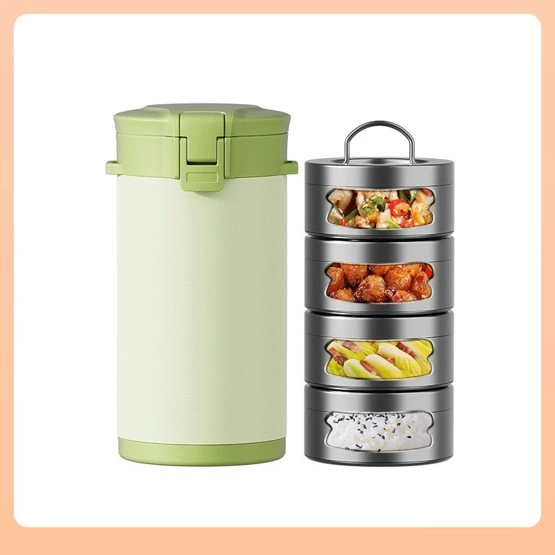 

24-Hour long thermal insulation lunch box bucket large capacity 316 portable office workers multi-layer student