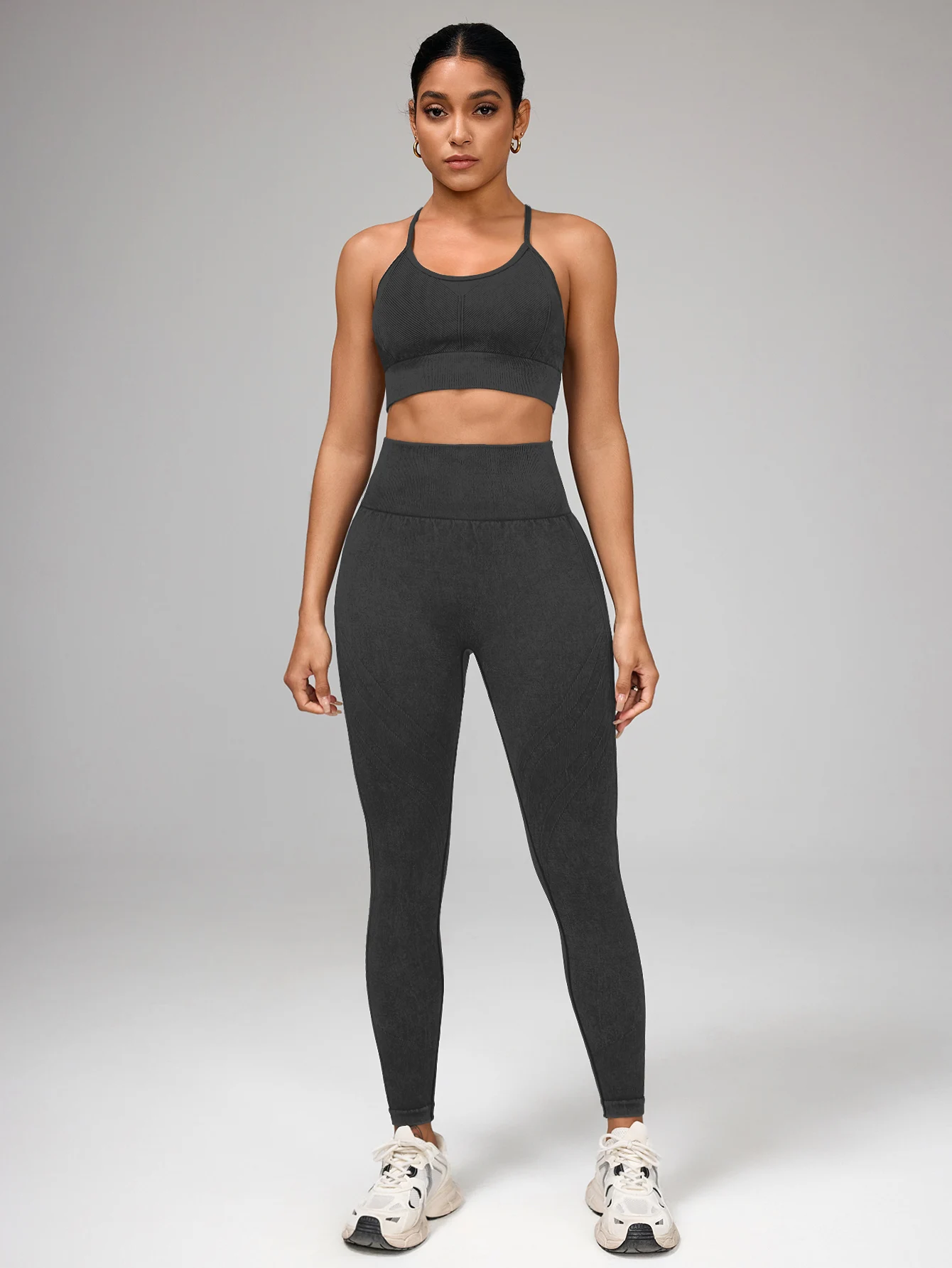 2 pezzi Set da yoga senza cuciture Abbigliamento da palestra Abbigliamento sportivo Tute da yoga per donna Set fitness Tute Reggiseno sportivo Leggings da palestra Abbigliamento sportivo