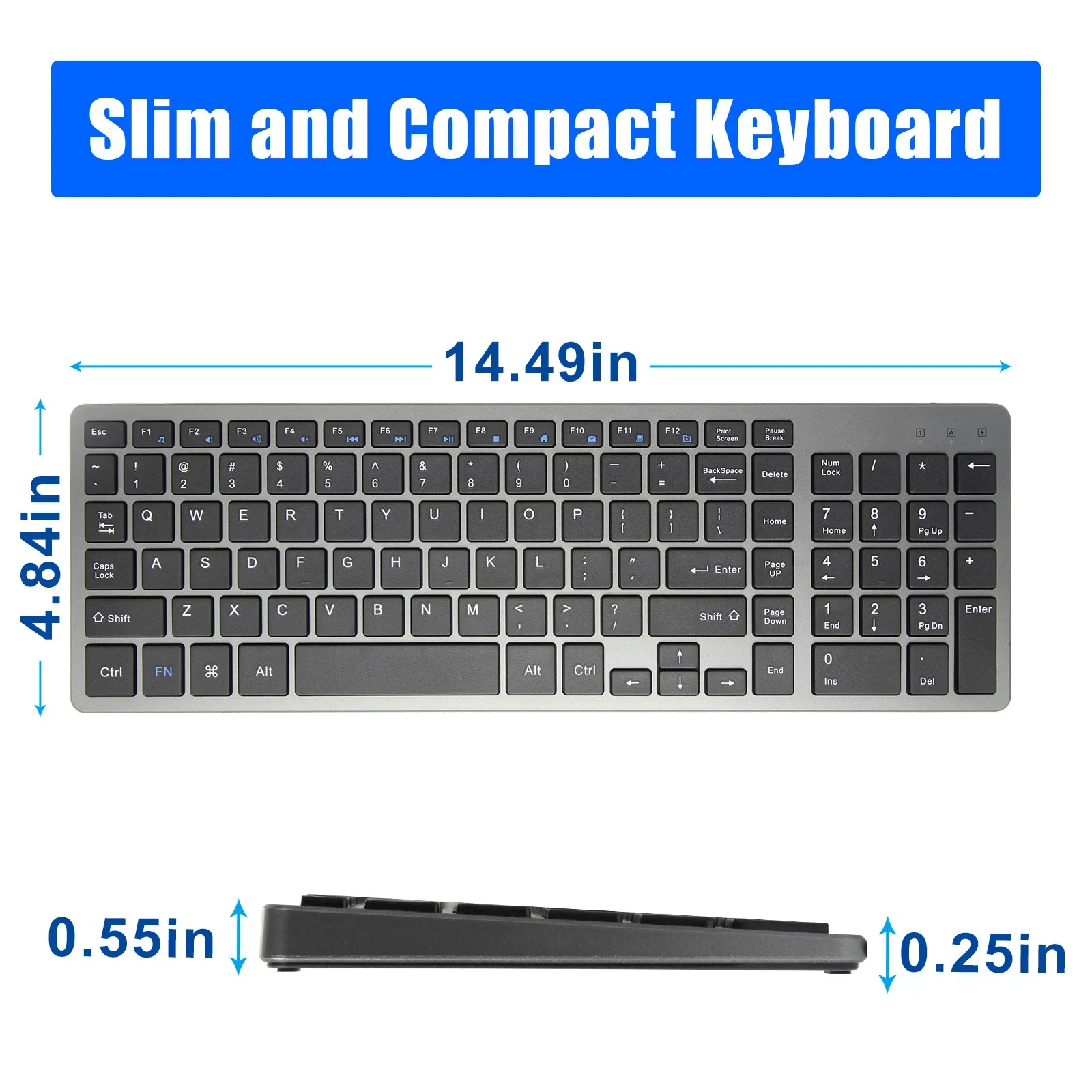 Imagem -05 - Teclado sem Fio Recarregável Teclado de Computador Fino Mouse Silencioso para pc Portátil Mac pc Mac Russo Hebraico Keycap Coreano Usb 2.4g