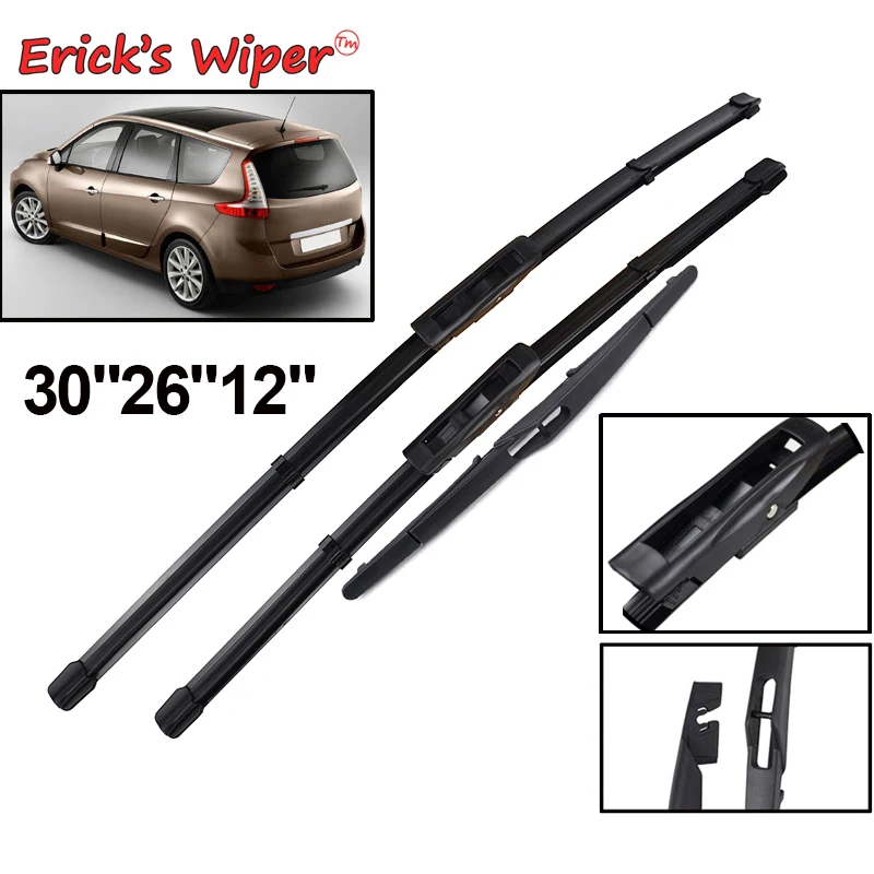 Erick's Wiper Front & Rear Wiper Blades For Renault Scenic 3 / Grand Scenic 3 2009 - 2016 Windshield Windscreen Window 30