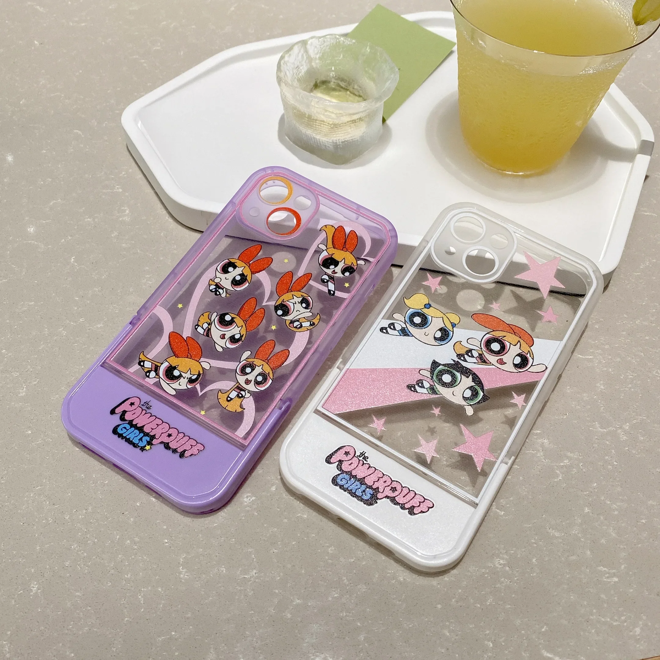 Powerpuffs Girls Blossom Bubbles Buttercup Phone Case For Iphone 11 12 13 Pro Max X Xs Xr 7 8 Plus With holder Kickstand Cover