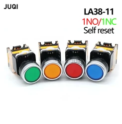 Button switch LA38-11 self reset power start stop 1NO/1NC silver contact circular jog switch button 22mm
