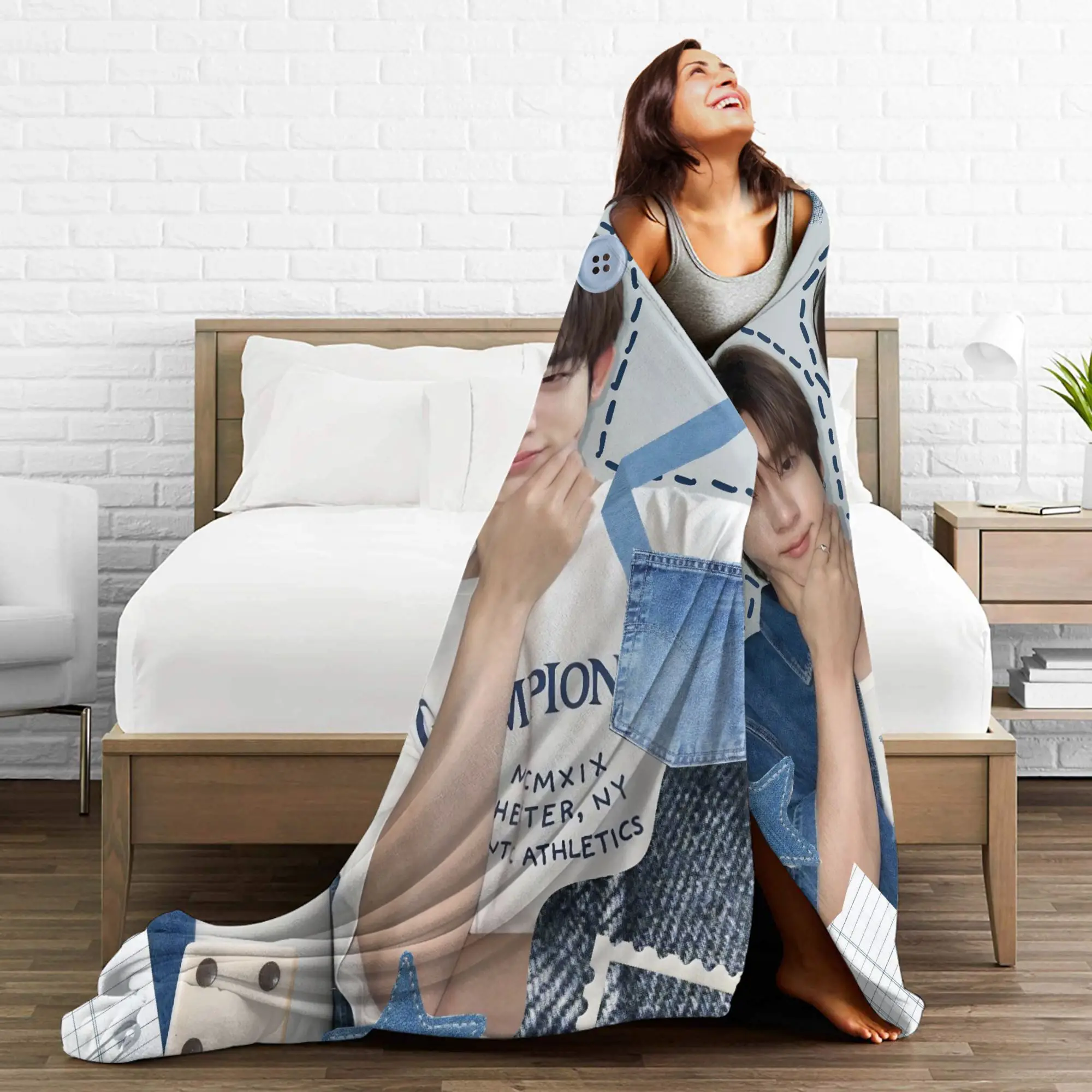 Qin Duang With You Thai BL Flannel Blanket TV Series Funny Bedding Throw Blankets for Home Soft Travel Portable Multifunction - view 3