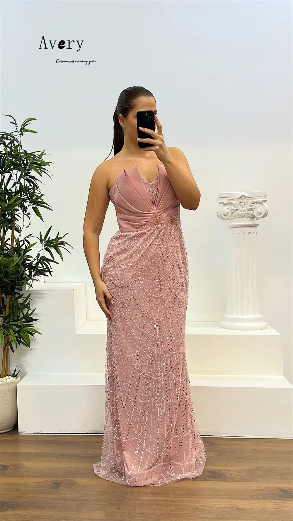 Avery-vestidos elegantes de cola de pez con cuentas y hombros descubiertos para mujer, vestido de fiesta de boda, vestido de fiesta para mujer, elegante de noche 2025