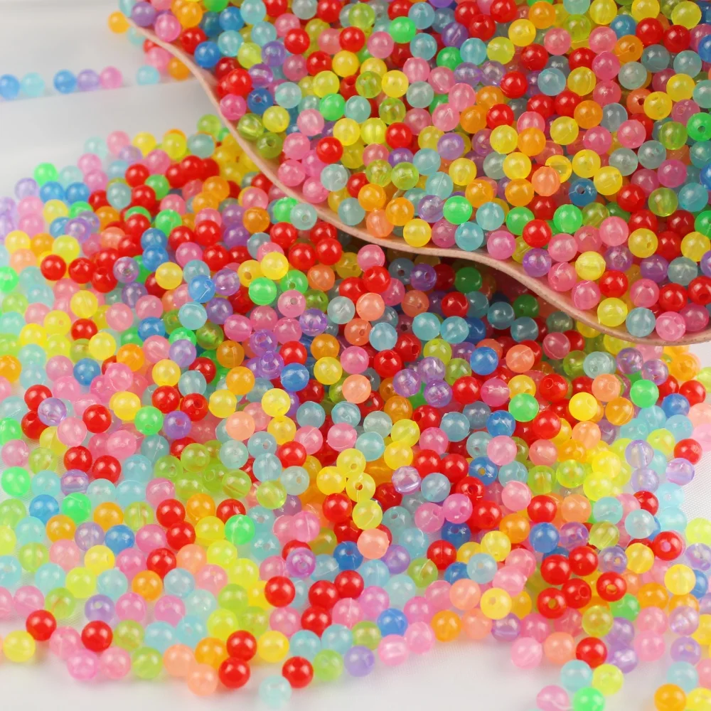 6/8mm 300/500Pcs Candy Color Mix Acrylic Beads Loose Spacer Beads for Handmade DIY Necklace Bracelet Jewelry Making