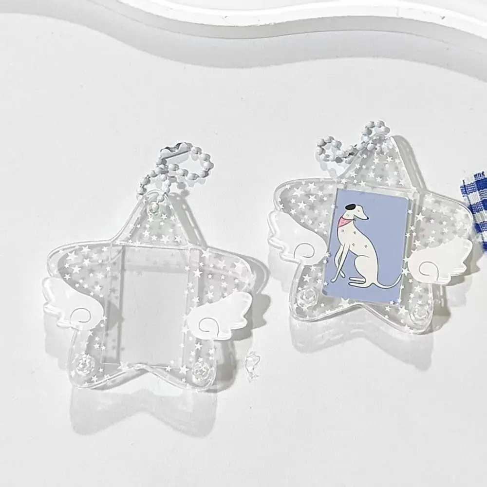 Star Wings Series Photocard Holder 1 Inch Transparent Idol Photo Protective Case Five-pointed Star Wing Backpack Pendant