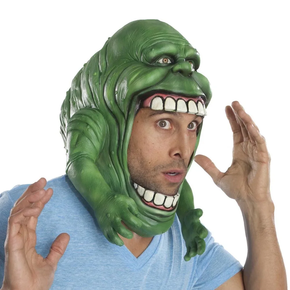 

Funny Ghostbusters Slimer Mask Cosplay Latex Helmet Headpiece Halloween Carnival Dress Up Purim Party Costume Props