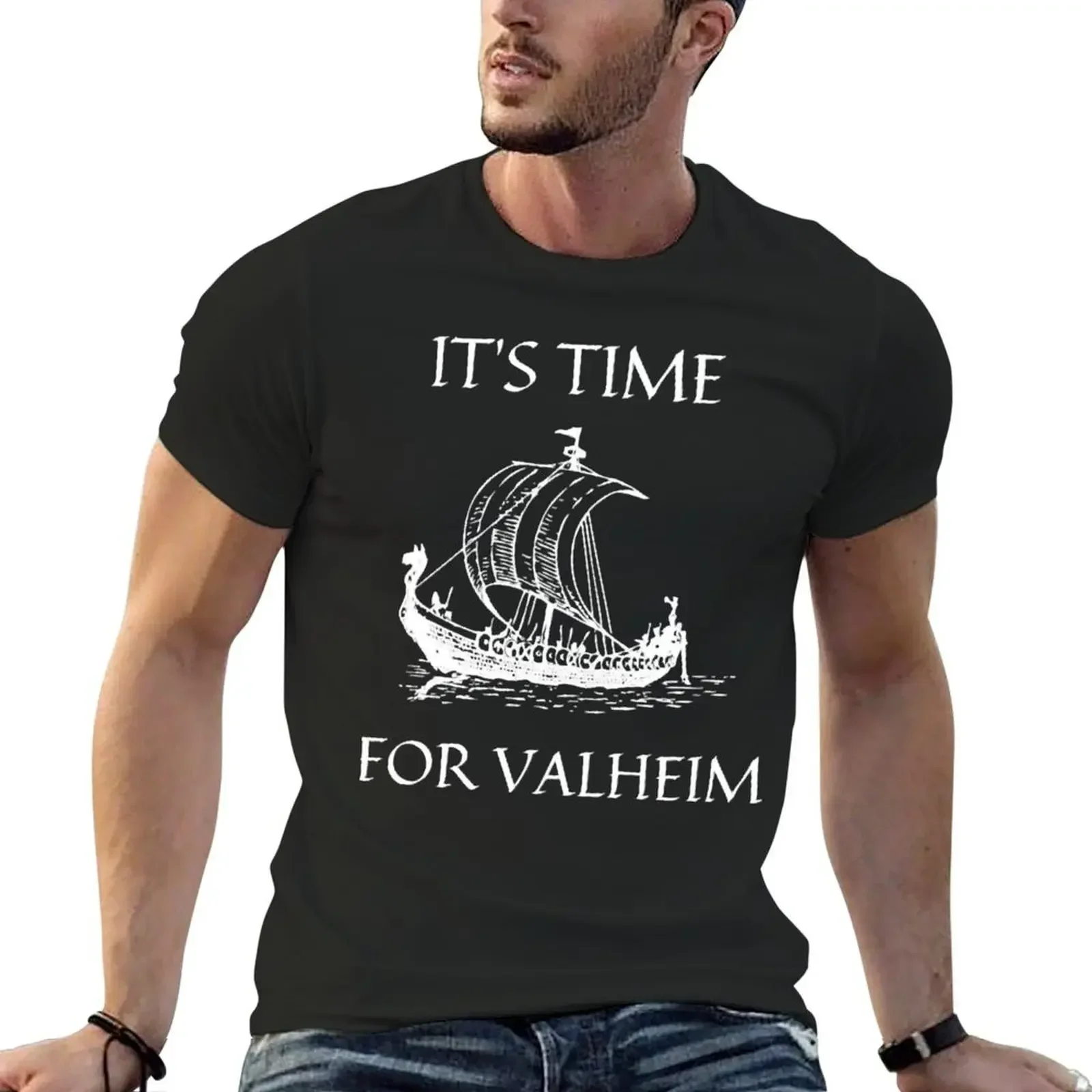 It's Time For Valheim Sailing Boat T-Shirt vintage anime shirt anime mens t shirts