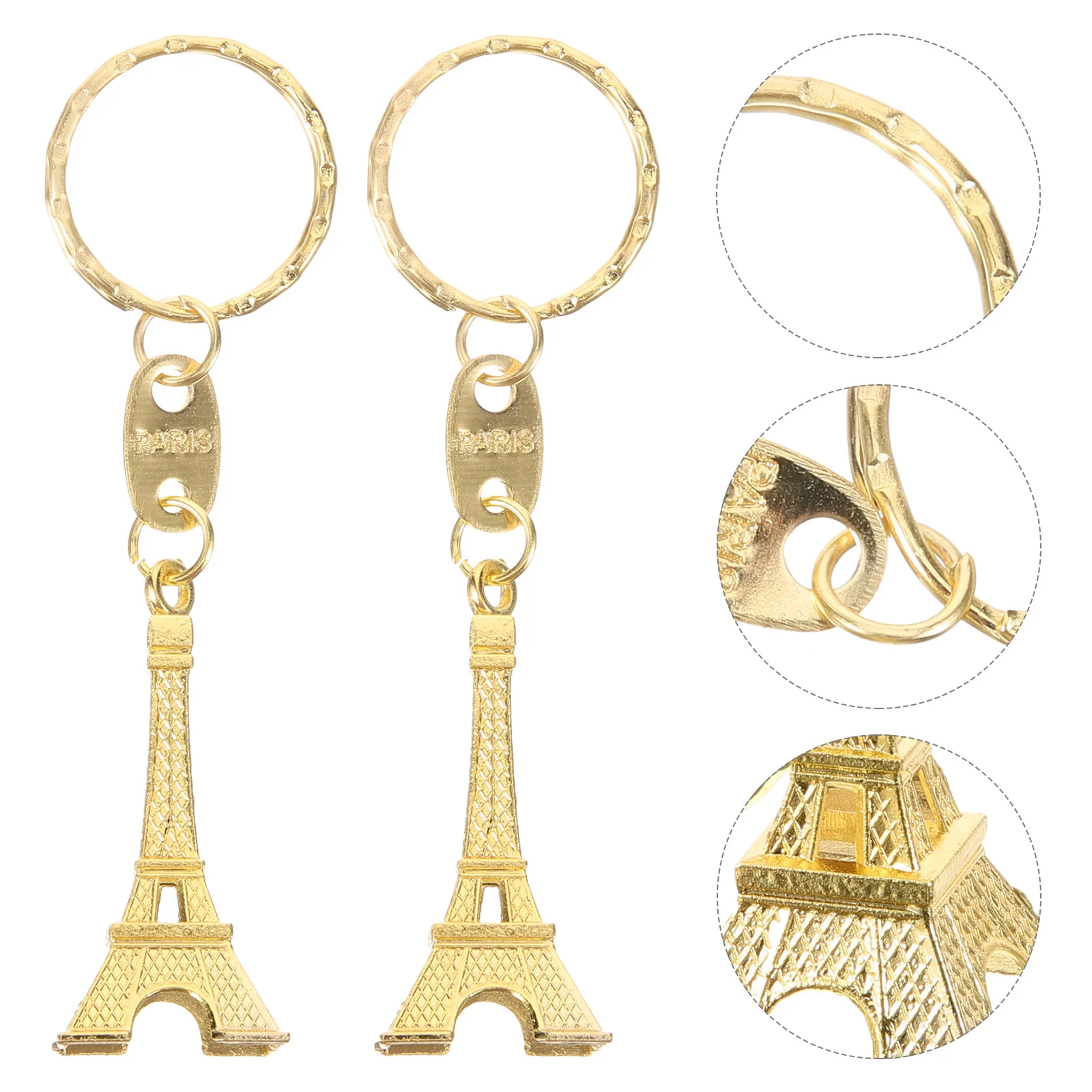 12 Pcs Golden Keychain Mini Pendant Eiffel Tower Refrigerator Car Decoration Retro Keyring