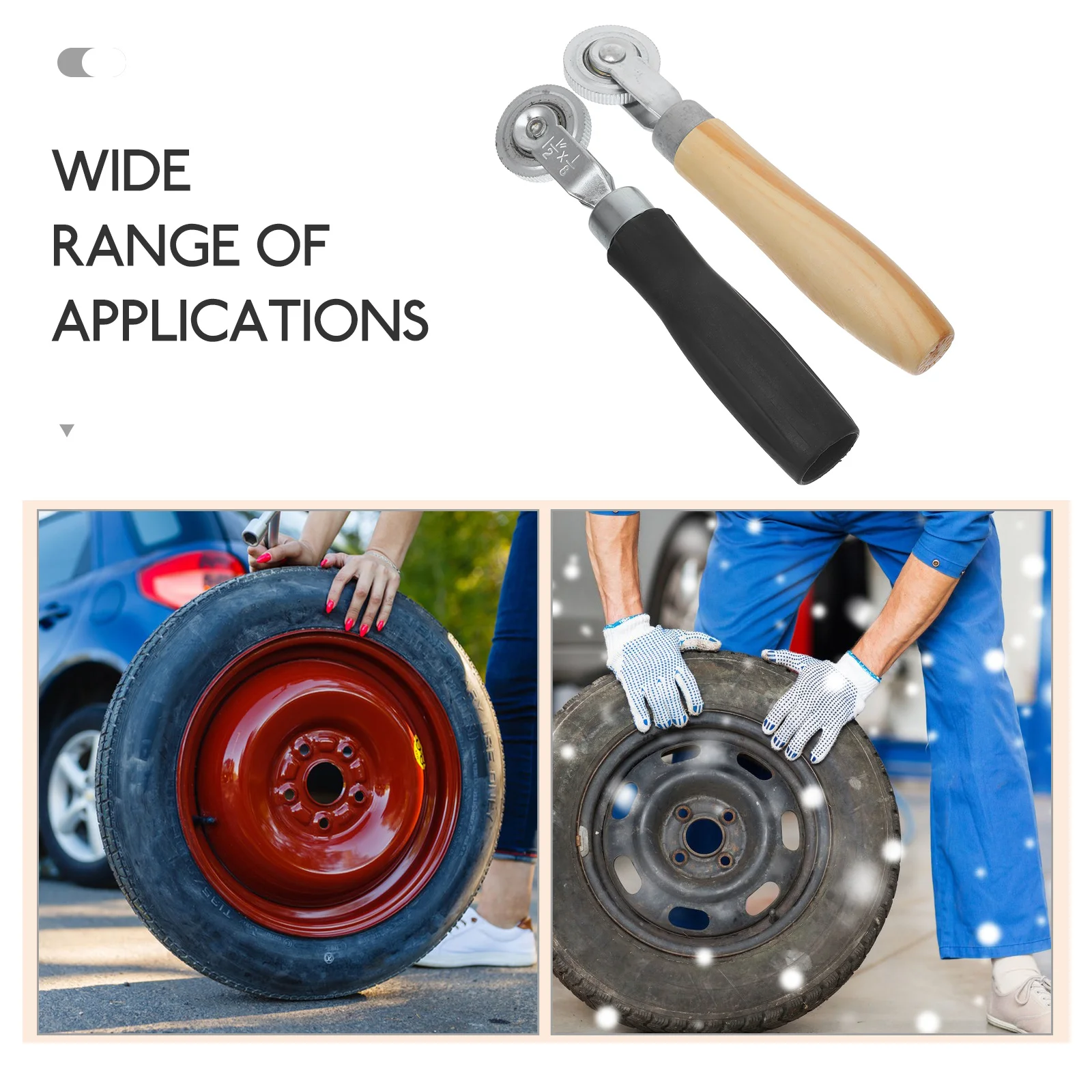 

2pcs Repair Tools Black Wooden Scroll Wheel Tire Roller For Wheel Patch Kit Heavy Car Tire Patches Roller Duty