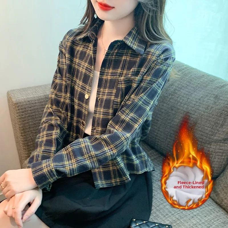 

Женский клетчатый топ в стиле ретро, весна-осень 2024, новый дизайн, длинный топ-све, хлопок 00% стандартной длины