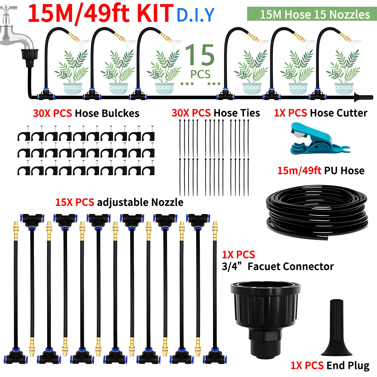 DIY Free Bending Universal Spray Kit für Gewächshaus Garten Blumen Pflanze Bewässerung Bewässerung Terrasse Beschlagen Kühlsystem
