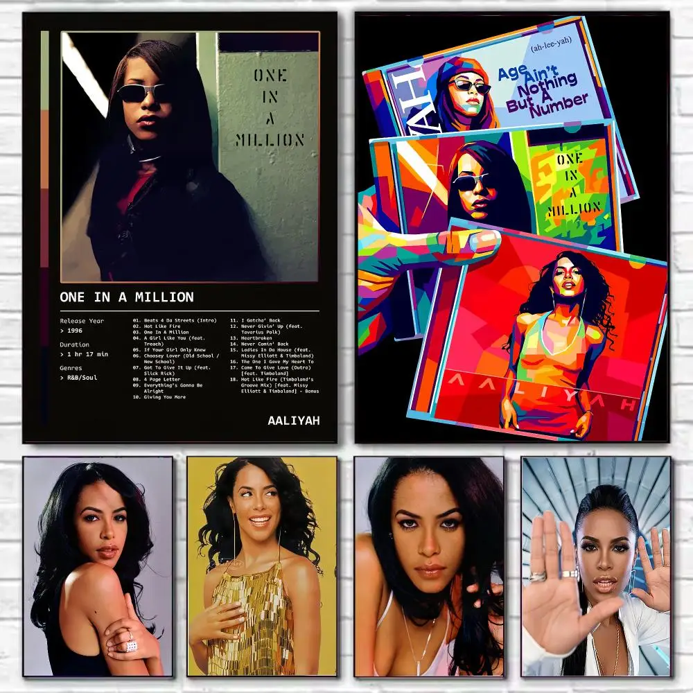 Singer Aaliyah Poster HD Art Decorative Wall Art Waterproof Home Décor for Living Room Bedroom Café Stylish Gift