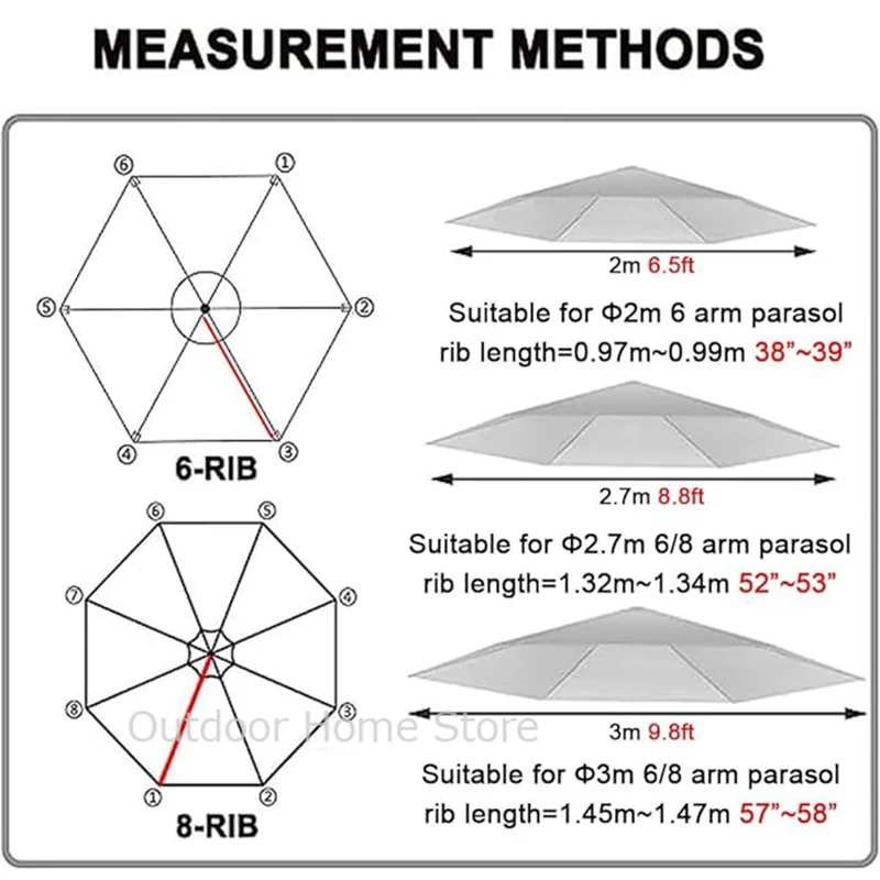 Large Sunshade Waterproof Patio Hanging Outdoor Market Umbrella Awning Garden Parasol