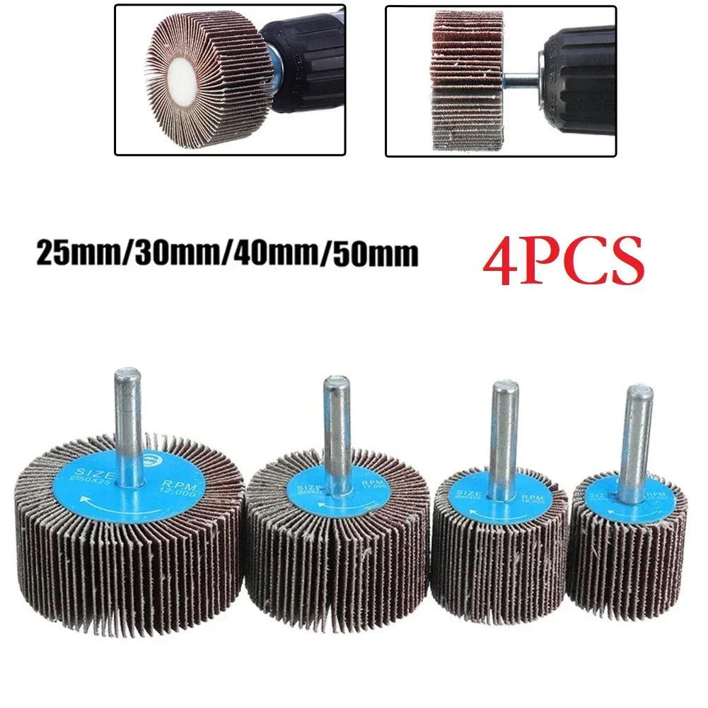 4PCS/set 25/30/40/50mm 80 Grit Sanding Flap Disc Wheel Polishing Grinding Sanding Disc For Rotary Tool