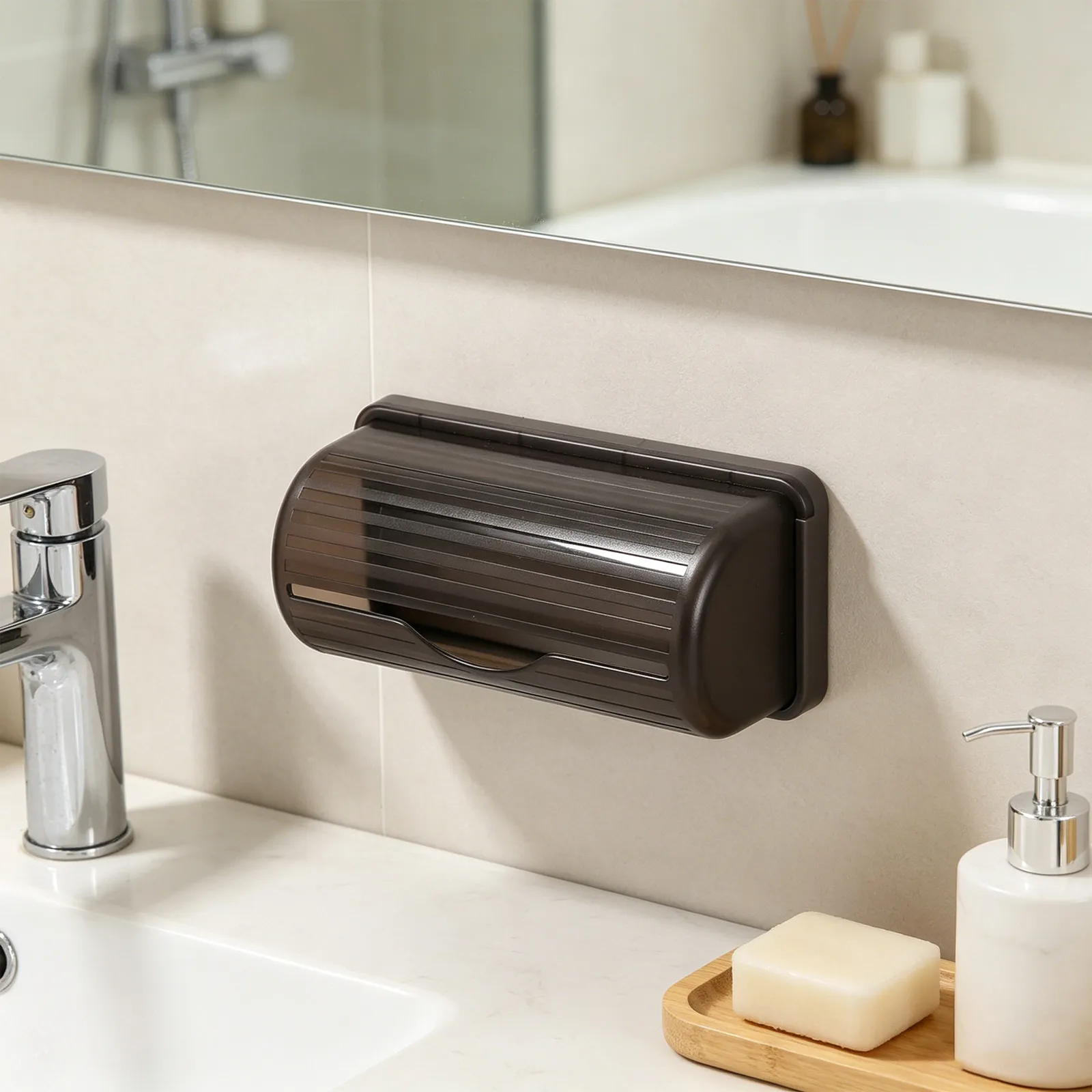 Wall Mounted Trash Bag Box Fits 6x2.36" Roll Storage Container Garbage Dispenser Organizer Plastic For Kitchen Cabinet Door