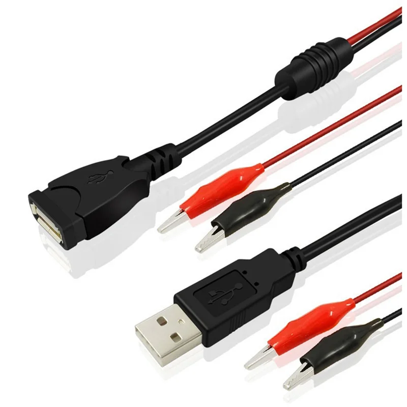 AC56-2Pcs USB Alligator Clips Crocodile Wire Male/Female To USB Tester  DC Voltage Meter Ammeter Capacity Power Meter