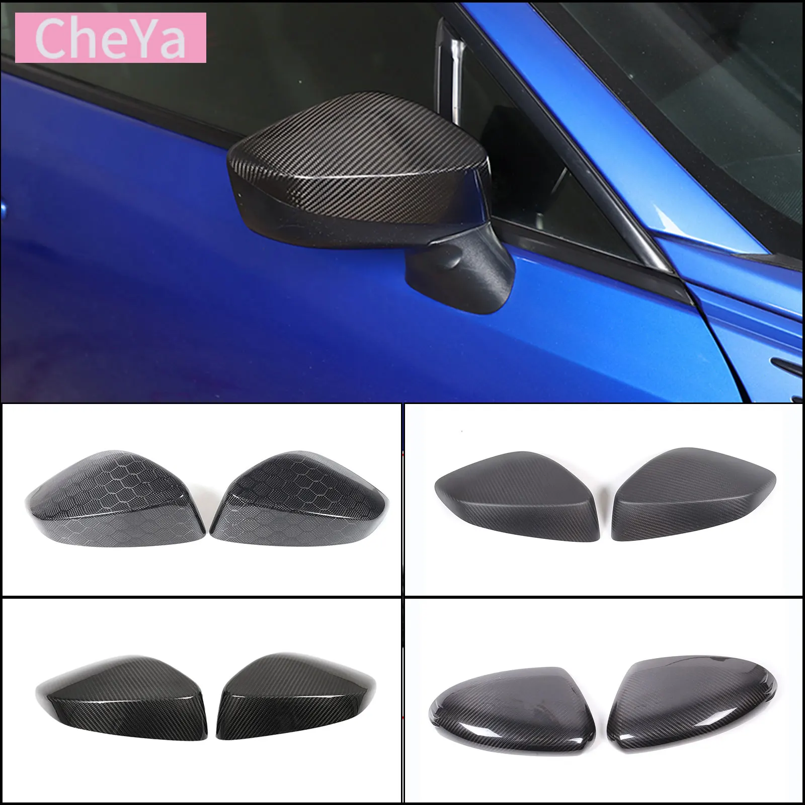 

cheya Real Carbon Fiber Car Exterior Rearview Mirror Decorative Cover Parts for Toyota 86 Subaru BRZ 2012+ Exterior Accessories