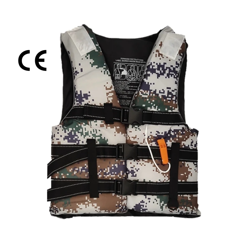 Camouflage Life Jacket for Adults, CE Floating Safety, Buoyancy Aid, Portable Safe Buckle, 50- 90Kg