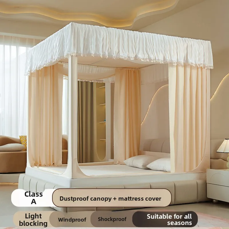

Four-Season Zipper Mosquito Net Dustproof Roof Windproof Children's Bed Curtain Light Bloing Bed Canopy Bedroom Home Use