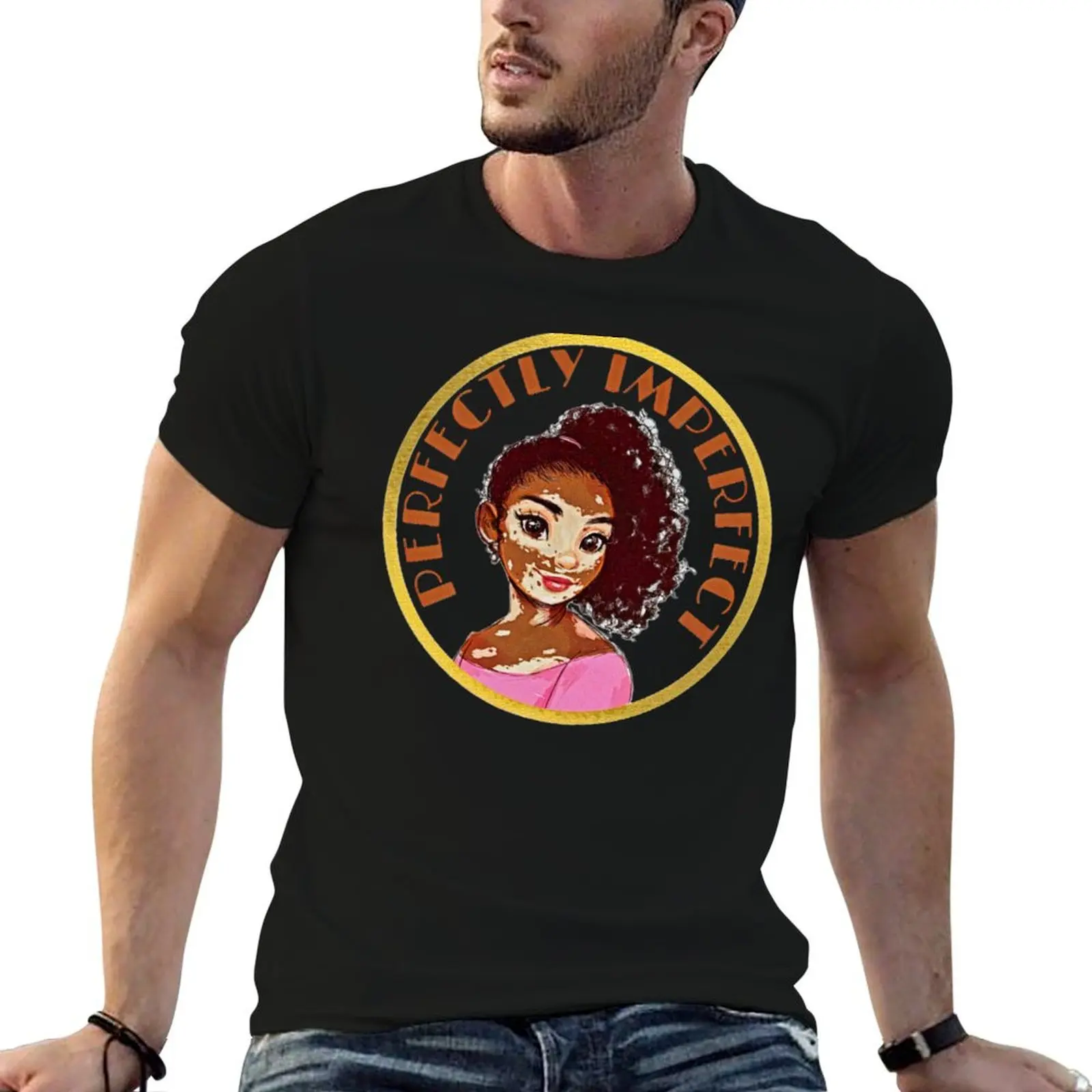 Perfectly imperfect. Vitiligo beauty and support illustration. T-Shirt